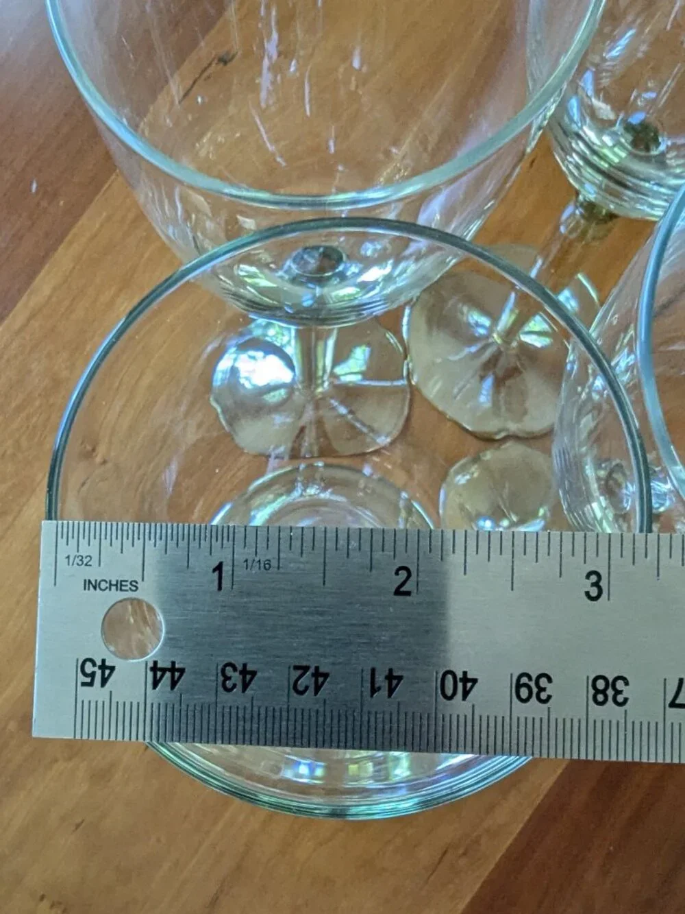 Vintage Pottery Barn Goblets Glasses Iridescent Amber Stem Green Bubble Set of 4